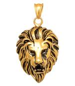 Pendant for Men Boys Gold Stainless Steel Lion Face Singham Stylish