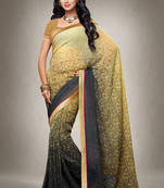 Apricot printed georgette saree with blouse