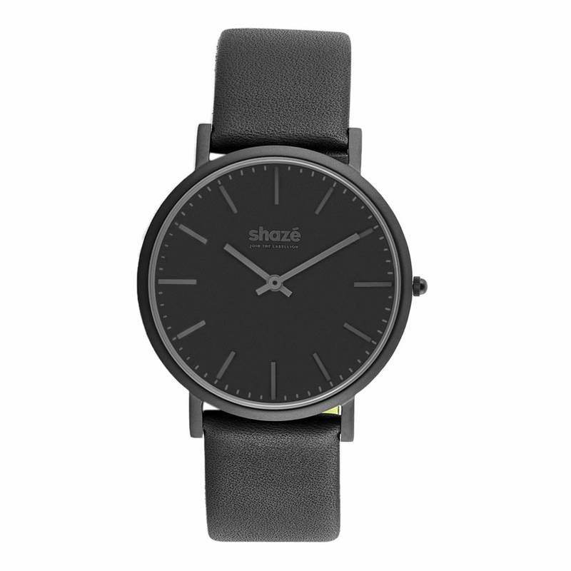 Shaze Sins Dapper Black And Neon Green Watch For Men