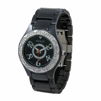 Shaze Black Analog Embellished Watch for Women 1