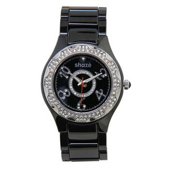 Shaze Black Analog Embellished Watch for Women 2