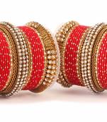Traditional Red Bridal Bangle Set For Two Hands