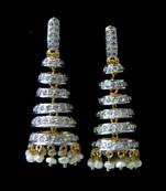 Ad White Stone Studded Jhumka With Pearls Hangings