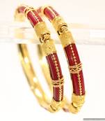Gold Look Lakh Red Bangles