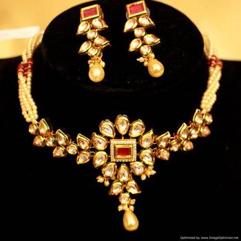 Ruby Kundan Meenakari Fusion Necklace Set 1