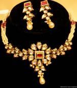 Ruby Kundan Meenakari Fusion Necklace Set