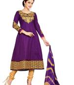 Riti Riwaz purple cotton semi stitched anarkali suit with dupatta SGN3005