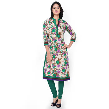 Cream printed art silk kurtas-and-kurtis 1