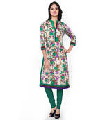 Cream printed art silk kurtas-and-kurtis