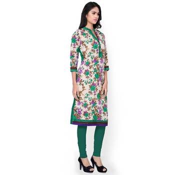 Cream printed art silk kurtas-and-kurtis 3
