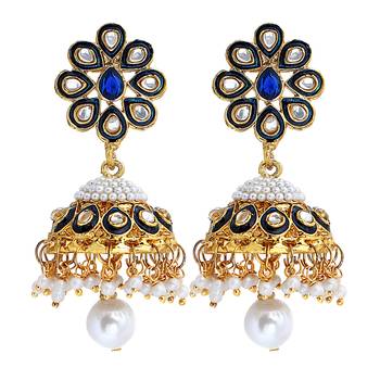 Blue crystal jhumkas 1