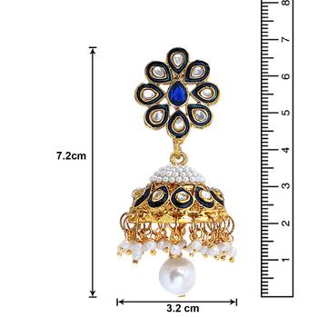 Blue crystal jhumkas 3
