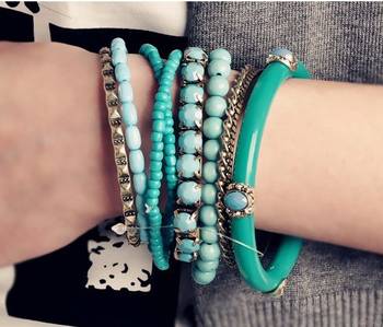 Blue Ocean Beads Multilayer Bangles Set(CFB0044) 2