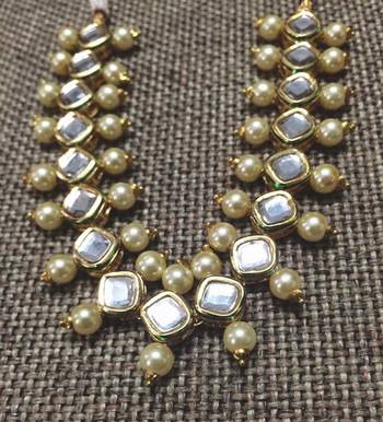 Kundan And Double Pearl Choker Necklace 1
