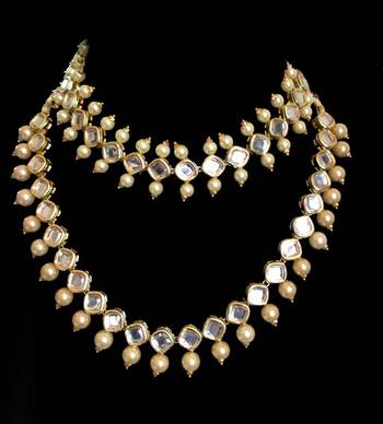 Kundan And Double Pearl Choker Necklace 2
