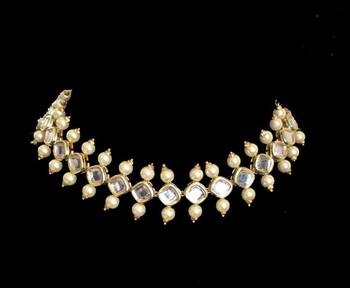 Kundan And Double Pearl Choker Necklace 3