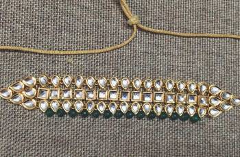Kundan And Green Onyx Gemstone Choker Necklace 1