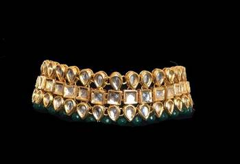 Kundan And Green Onyx Gemstone Choker Necklace 3
