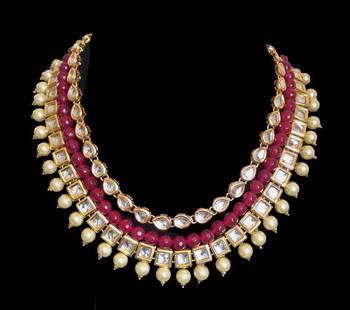 Kundan And Red Onyx Gemstone Layered Necklace 1
