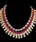 Kundan And Red Onyx Gemstone Layered Necklace