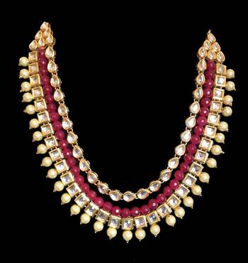 Kundan And Red Onyx Gemstone Layered Necklace 2