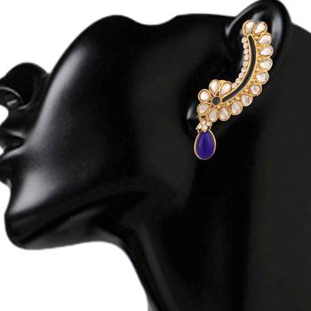Women earings for girls cuff wrap pearl kundan polki cuff 2