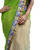 Cream embroidered net saree with blouse