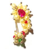 Nath Extra Small Clip type Maharashtrian traditional Nose ring of Pearl bead