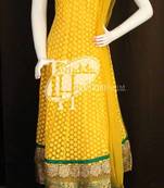 Yellow resham embroidery pita design beautiful replica