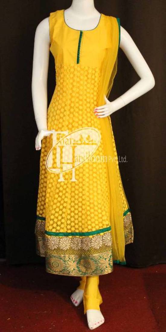 Yellow resham embroidery pita design beautiful replica