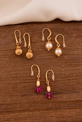 Three pairs of earrings - Swarovski crystal and pearl one gram gold 1