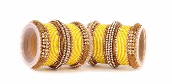 Yellow Kundan Bangles And Bracelets 1