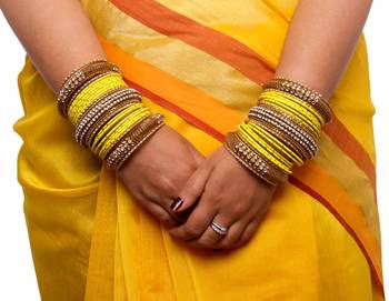 Yellow Kundan Bangles And Bracelets 2