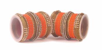 Orange Kundan Bangles And Bracelets 1