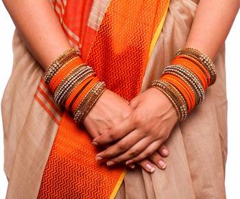 Orange Kundan Bangles And Bracelets 2