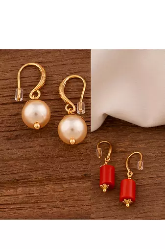 Two pairs of earrings coral, swarovski pearl