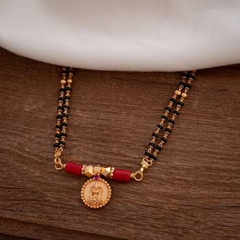 Black beads mangalsutra with cap (7+1) with Laxmi vati one gram gold 1
