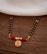 Black beads mangalsutra with cap (7+1) with Laxmi vati one gram gold