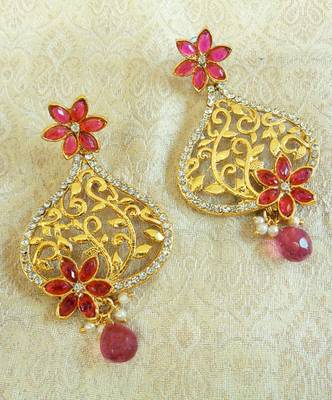 Pink gold plated danglers drops 1