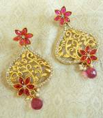 Pink gold plated danglers drops