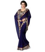 blue plain georgette saree with blouse
