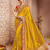 dark yellow embroidered silk saree with blouse