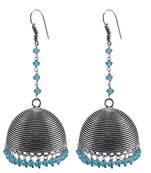 Gemstone Oxidized Handmade Jhumka Earrings-Tribal Jewellery-Jaipur Jhumki