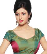 Green Jasmine Silk Unstitched Fabric Blouse Material - PUB035