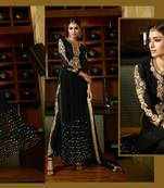 Black georgette embroidered semi stitiched salwar with dupatta