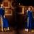 Blue silk embroidered semi stitiched salwar with dupatta