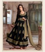 Black net embroidered semi stitiched salwar with dupatta