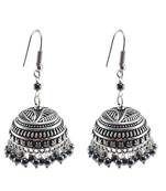 Gemstone Exotic Elegance Hematite Jhumki Earrings-Banjara Rajasthani Jewelry