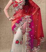 Designer Net Lehenga Saree with heavy border.2520.