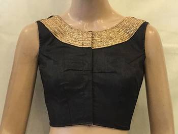 Black Dupion Silk stitched Blouse 1